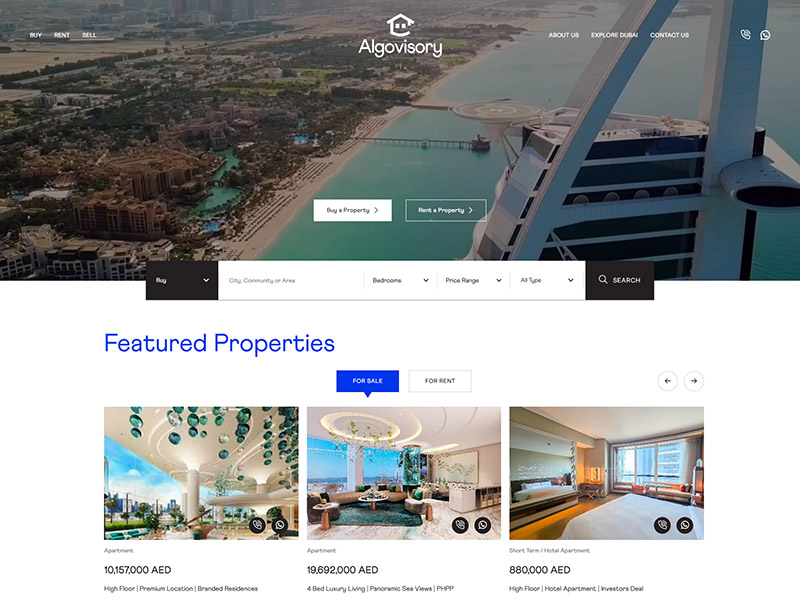 Algovisory Real Estate Website