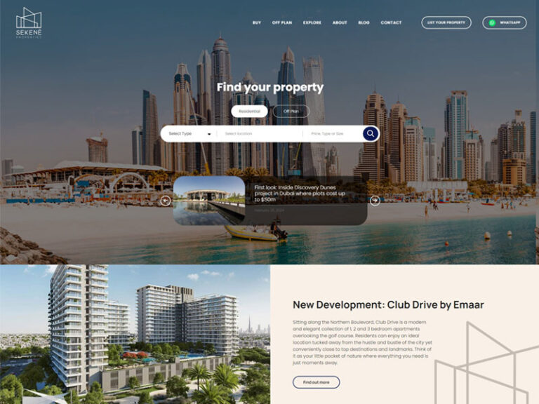 Sekene Properties CRM Integrated Website