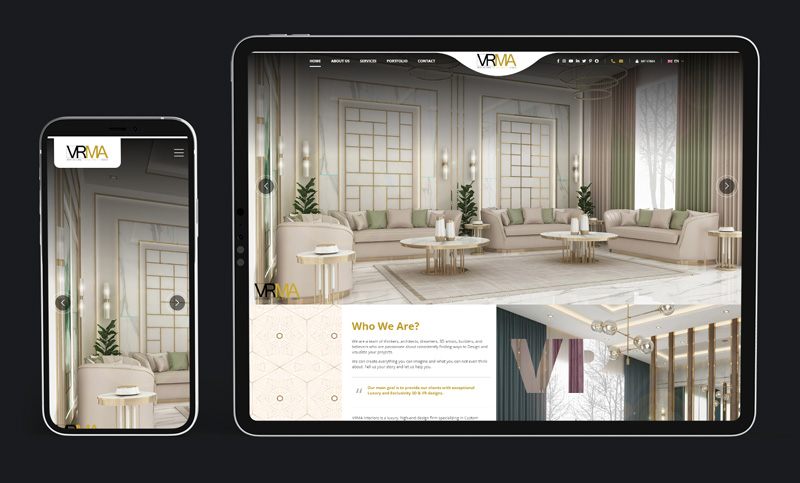 VRMA Interior Design Website, screen 1