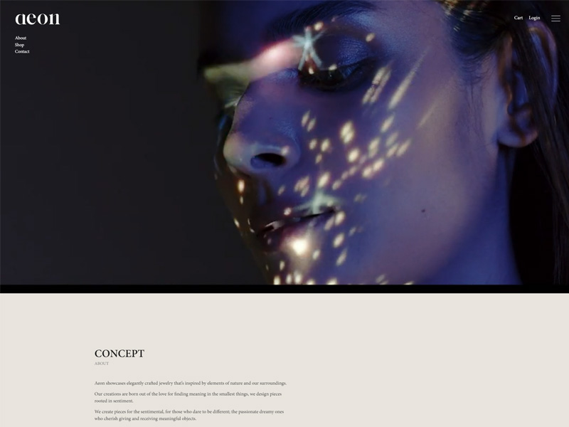 eCommerce website design for AEON Jewellery