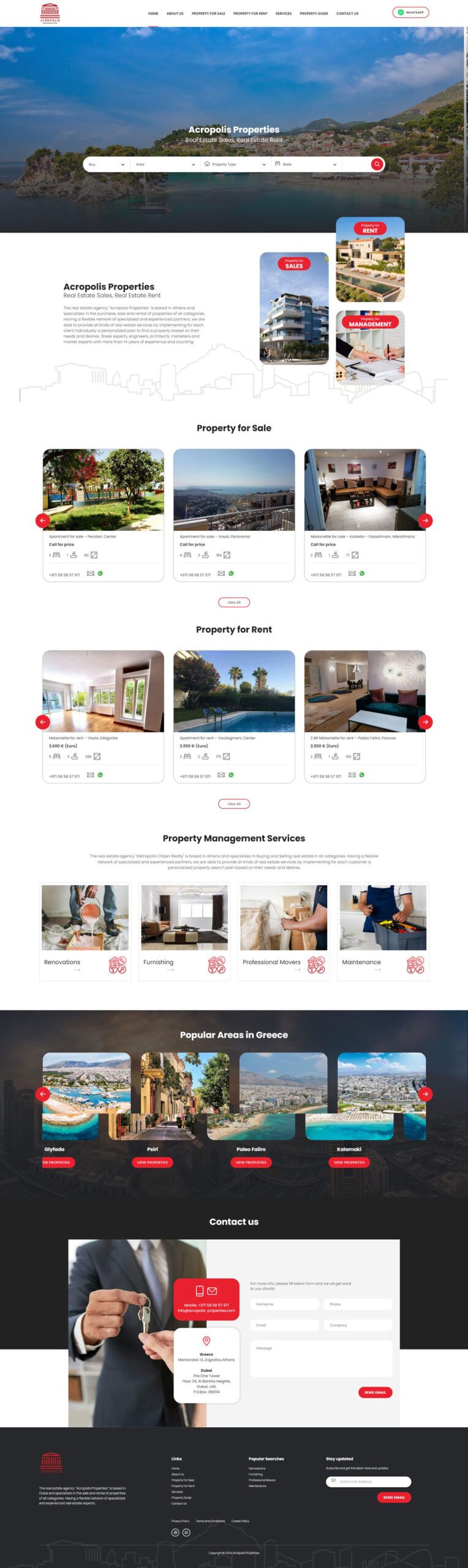 Acropolis Real Estate Website, screen 1