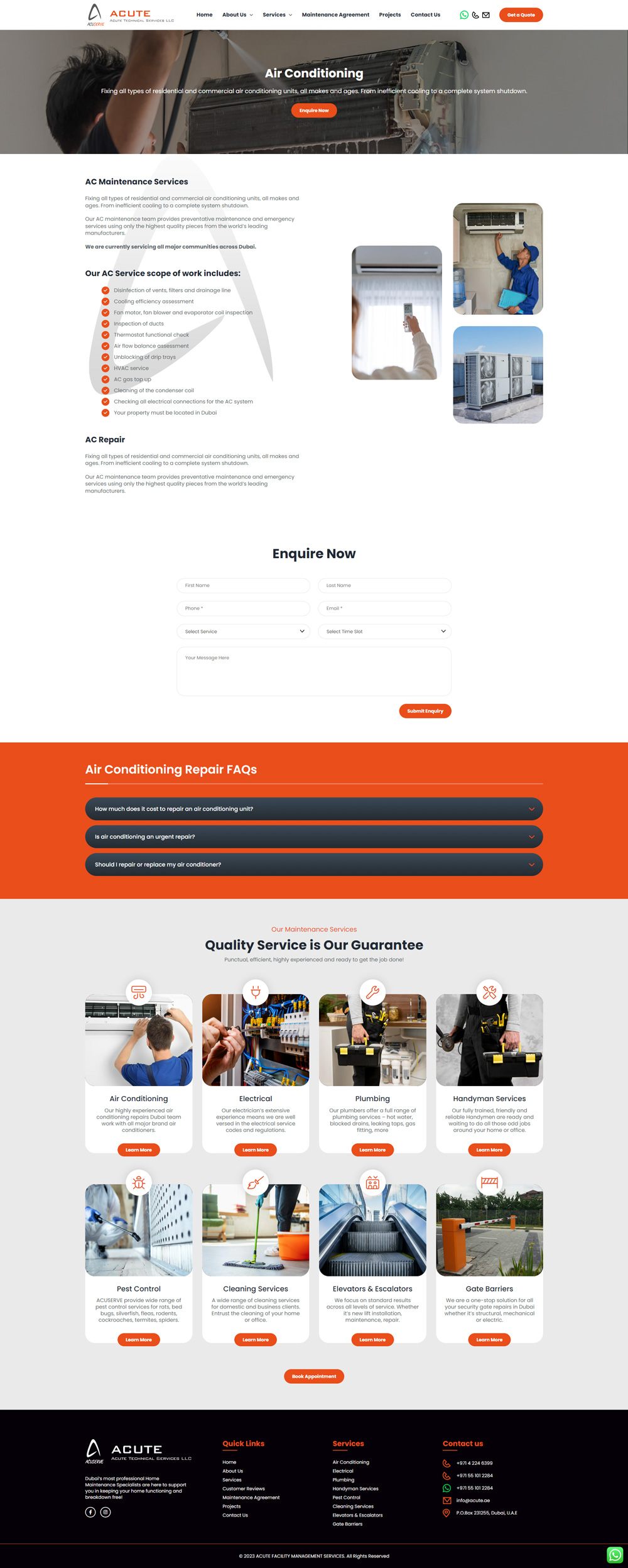 ACUTE Technical Services Website, screen 2