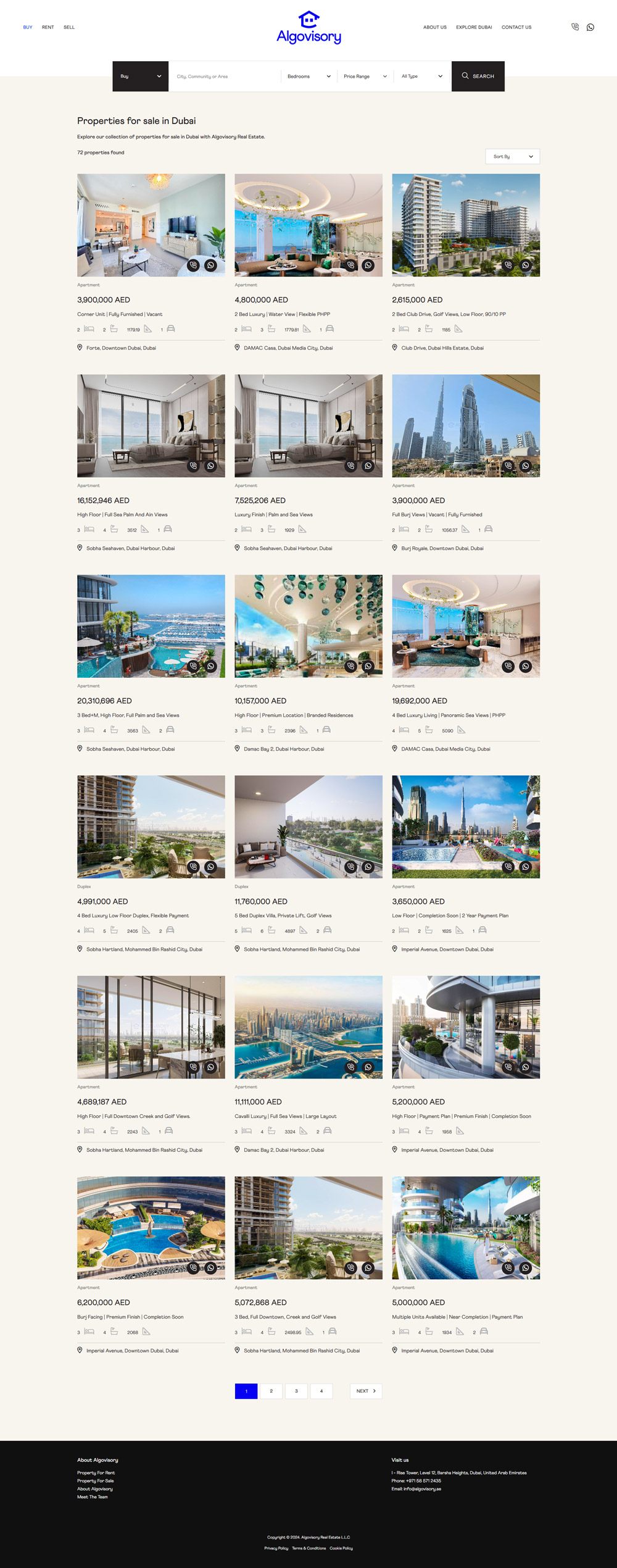 Algovisory Real Estate Website, screen 2