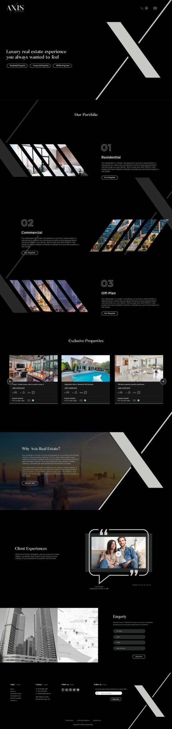 Axis Real Estate UX/UI Design, screen 1