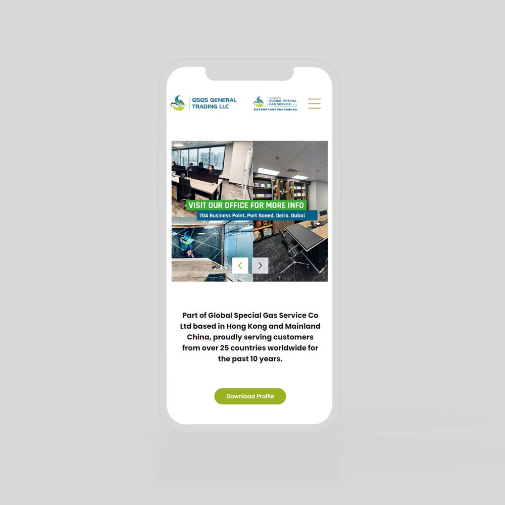 GSGS Trading Website, screen 1