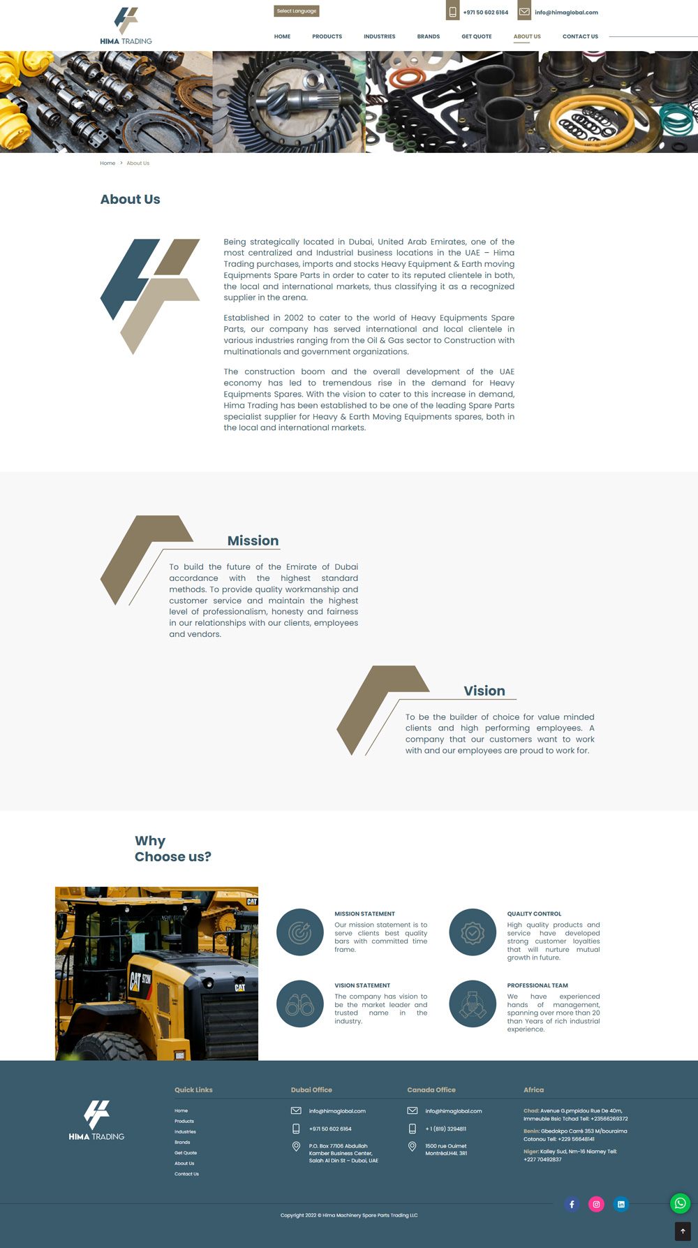 Hima Trading Website, screen 2
