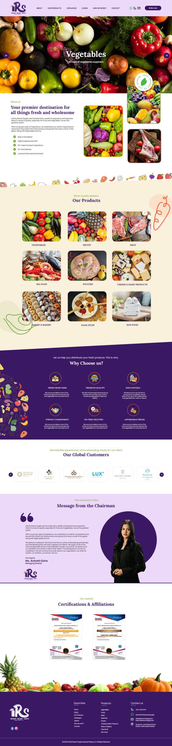 Infinity Resort Supply Website, screen 1
