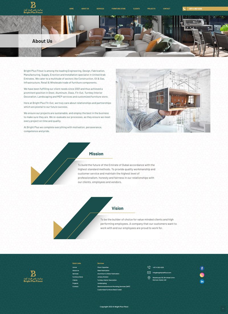 Bright Plus Interior Design Website, screen 2