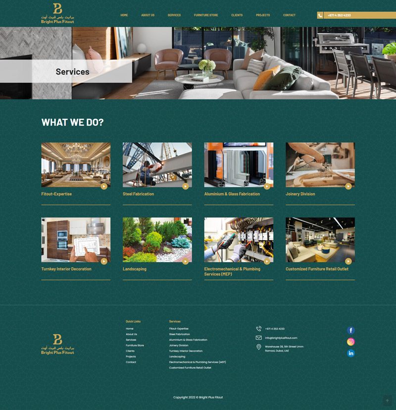 Bright Plus Interior Design Website, screen 3