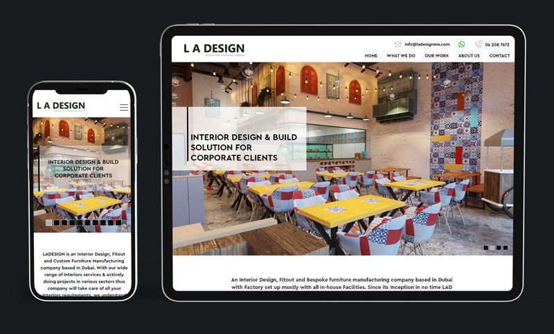 LA Design Interior Website, screen 1