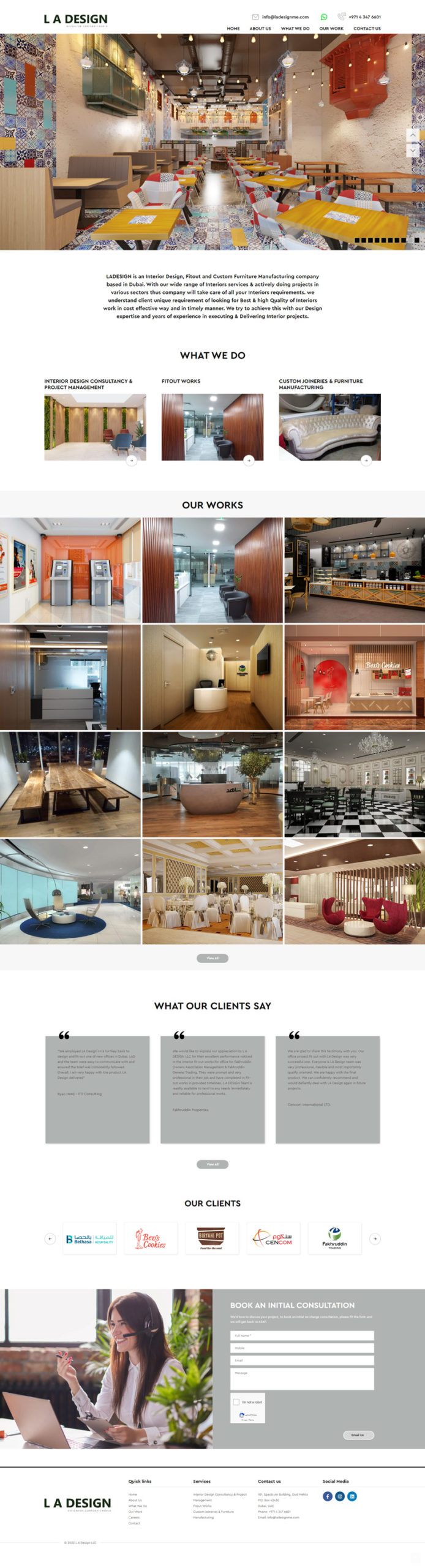 LA Design Interior Website, screen 2