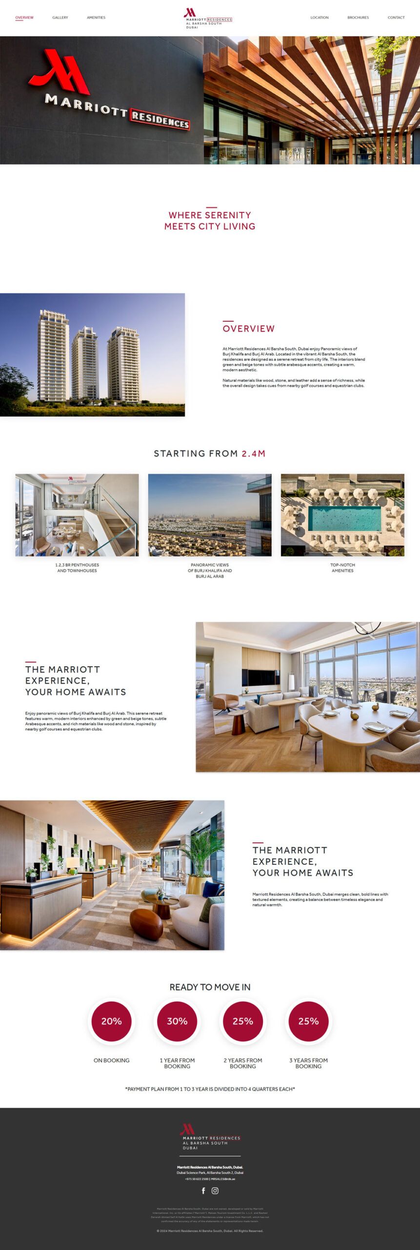 Marriott Residences Website, screen 1