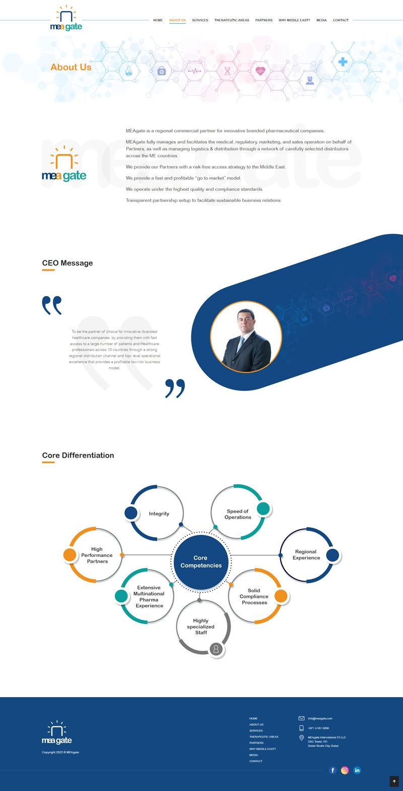 MEAgate Healthcare Website, screen 2