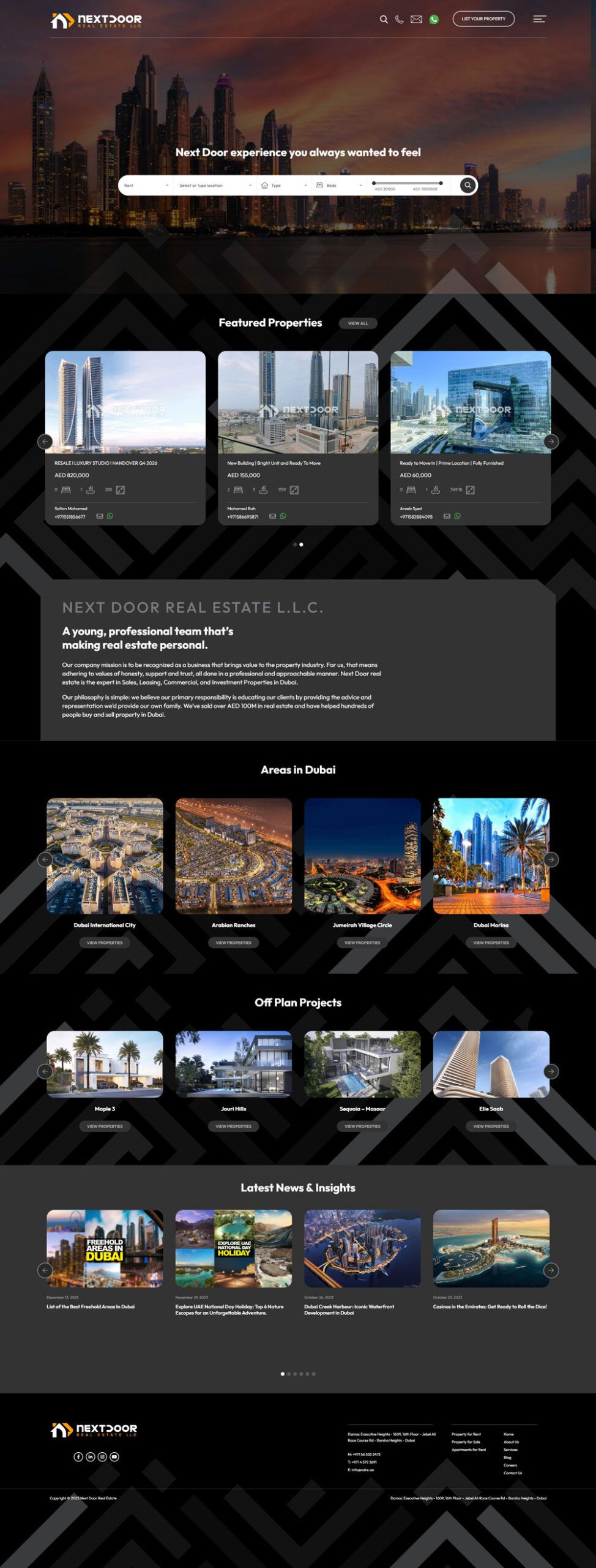 Next Door Real Estate Website, screen 1