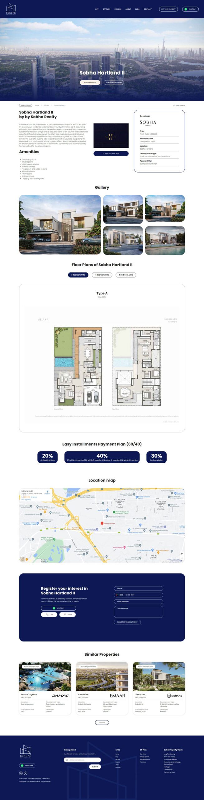 Sekene Properties Website, screen 3