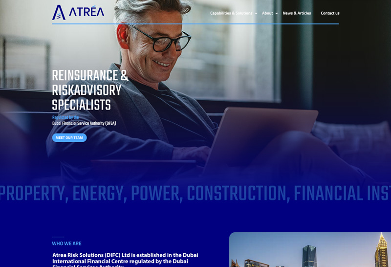 Atrea bespoke corporate website designed by BROWSER in Dubai