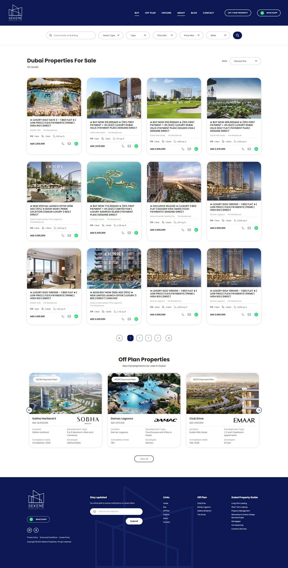 Sekene Properties Website, screen 2