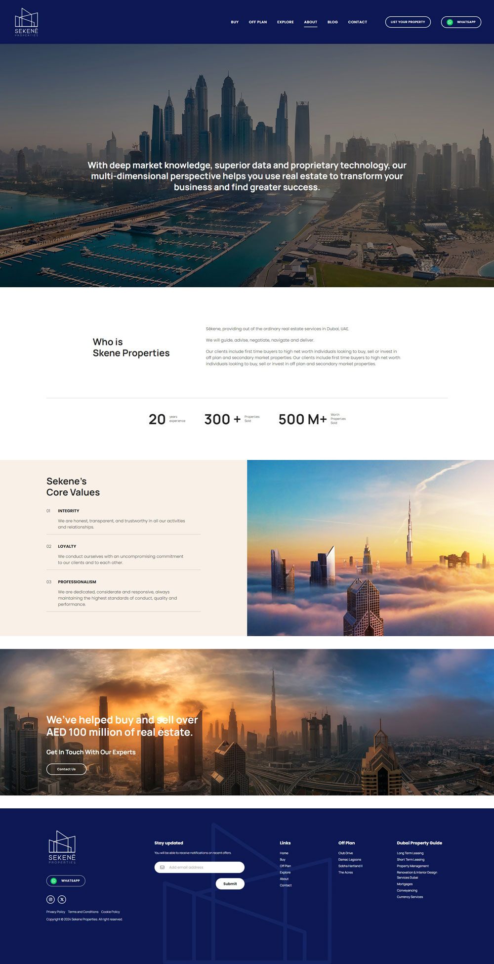 Sekene Properties Website, screen 1