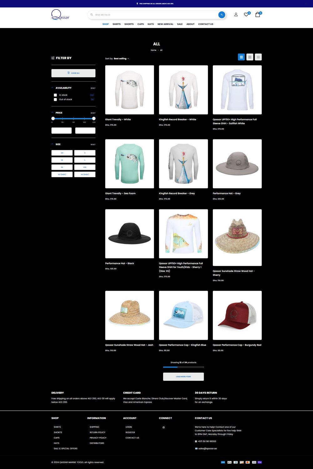Qassar Marine Shopify Store, screen 1