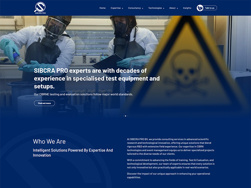SIBCRA PRO CBRNE testing and consulting website