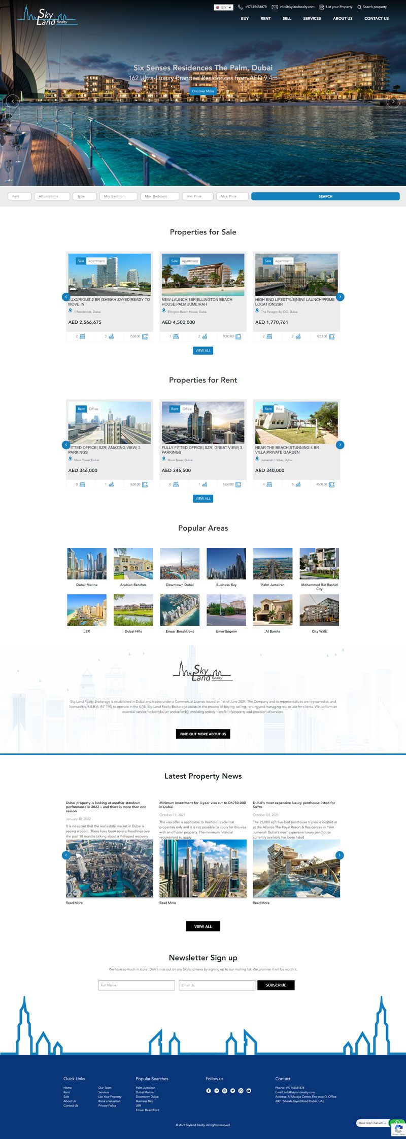 Skyland Real Estate Website, screen 1