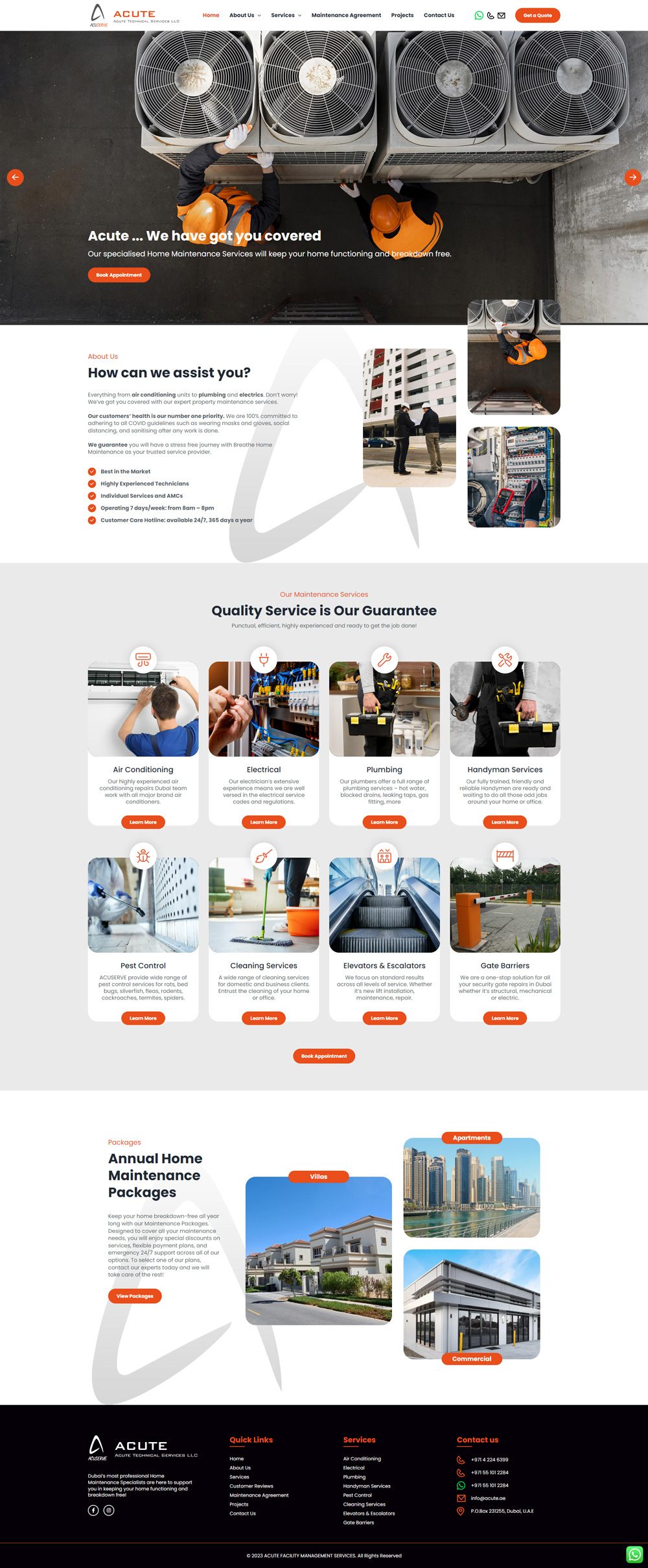 ACUTE Technical Services Website, screen 1