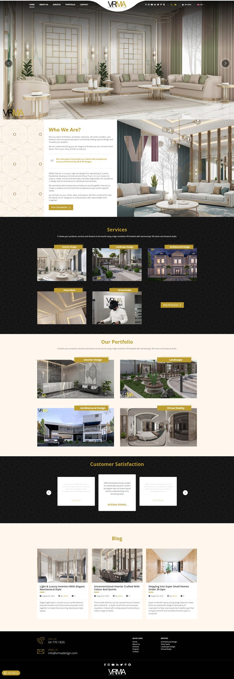 VRMA Interior Design Website, screen 2