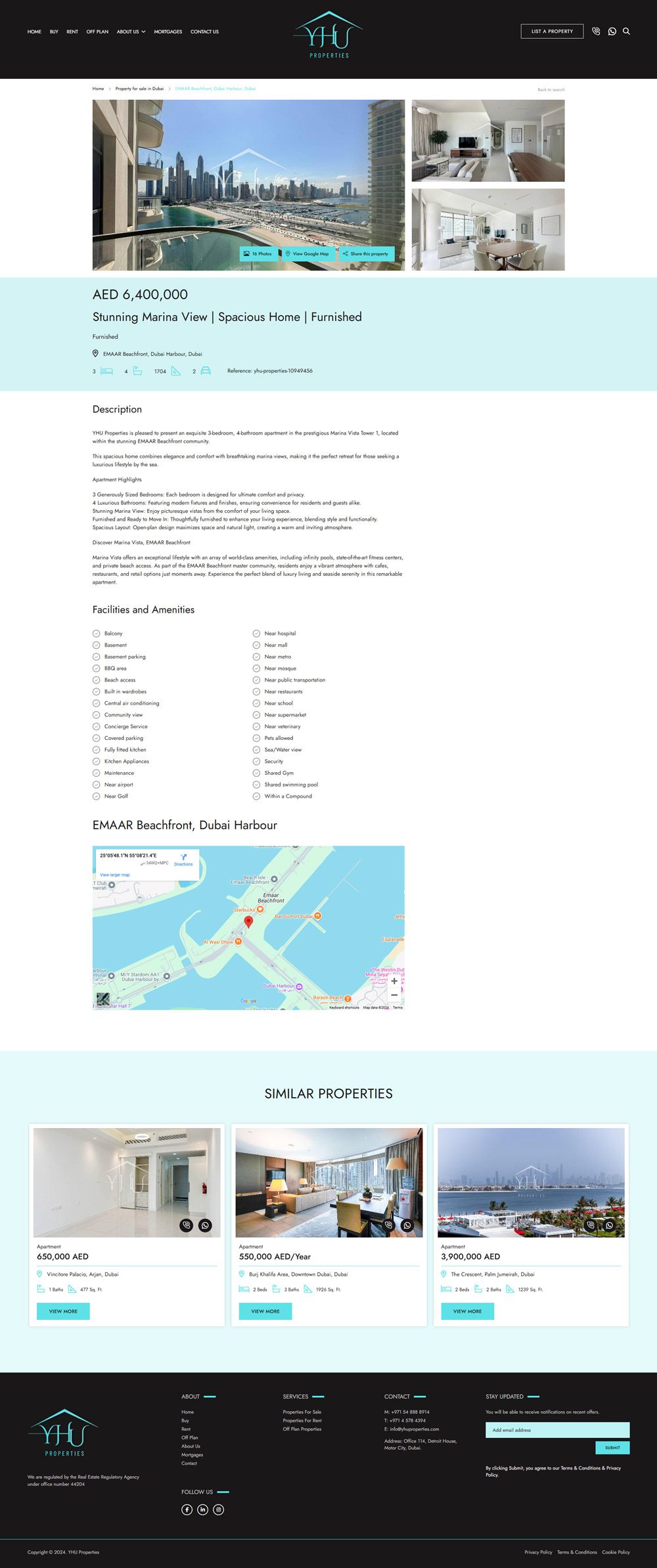YHU Properties Website, screen 2