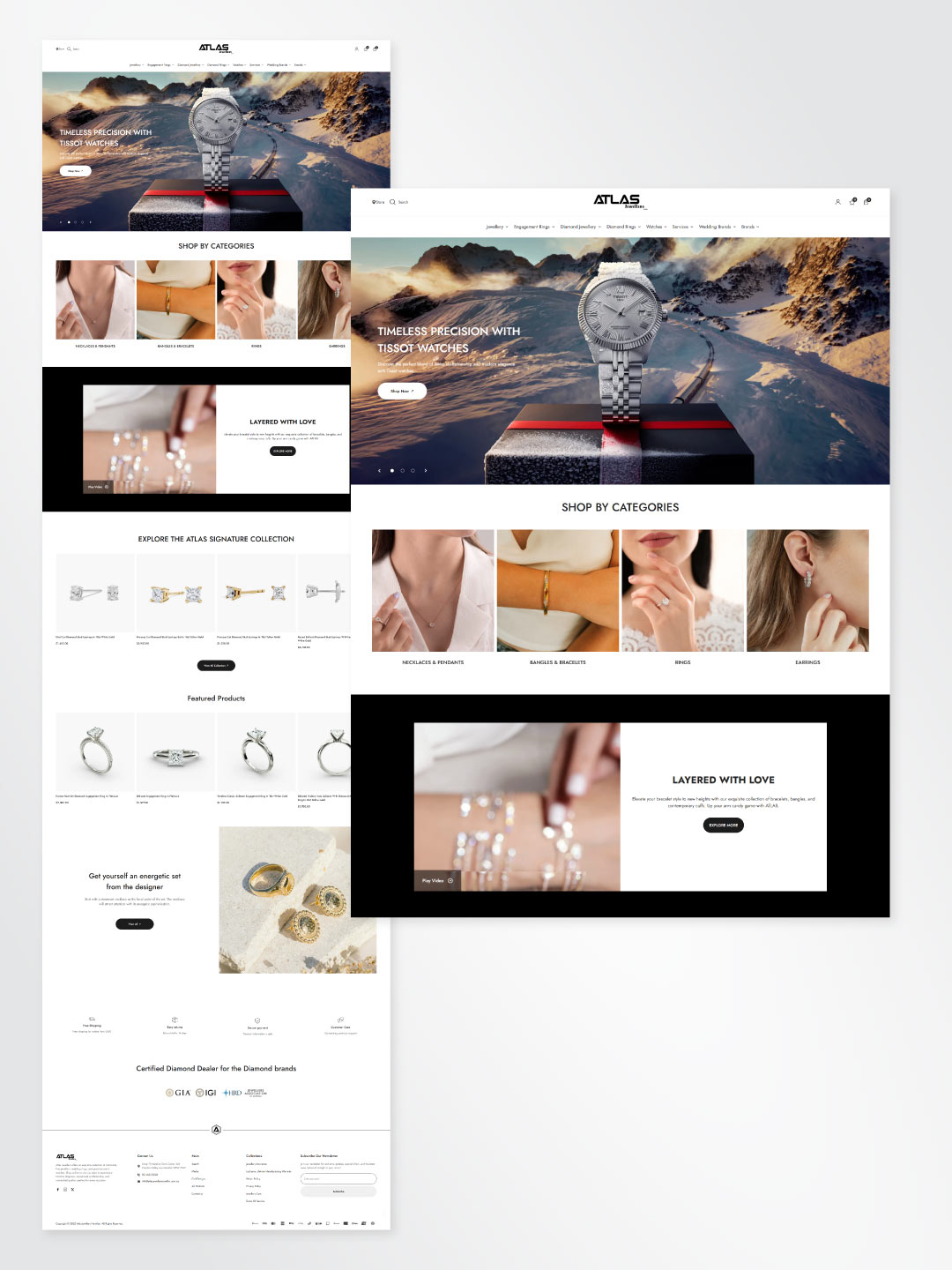 Atlas Jewellers online store home page design