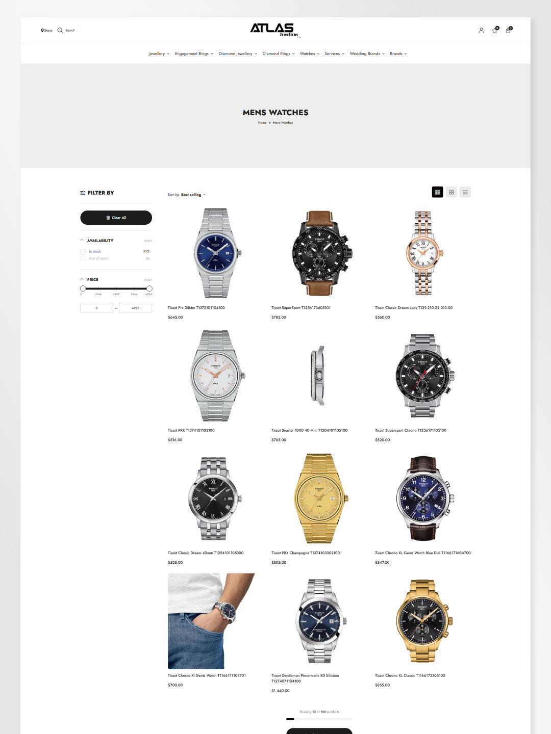 Atlas Jewellers jewellery collection page