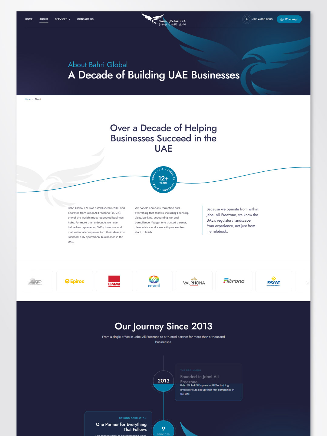 Bahri Global FZE about us page design