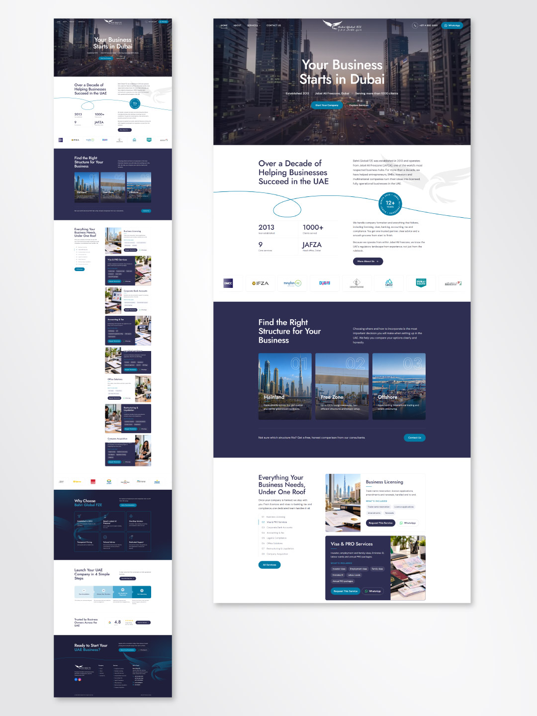 Bahri Global FZE business setup website design, full home page
