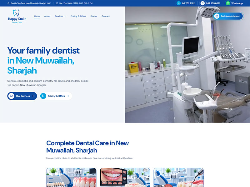 Happy Smile Dental Clinics — Dental Clinic Website, Sharjah by BROWSER