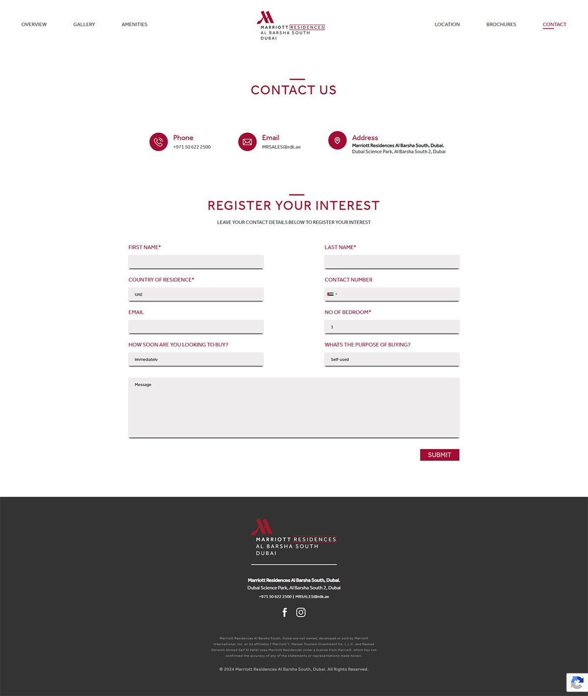 Marriott Residences — contact